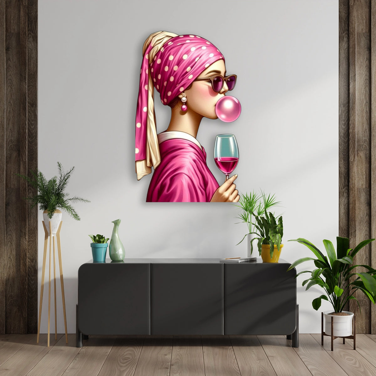 Pembe Türbanlı Kadın (Sakız) Metal Tablo