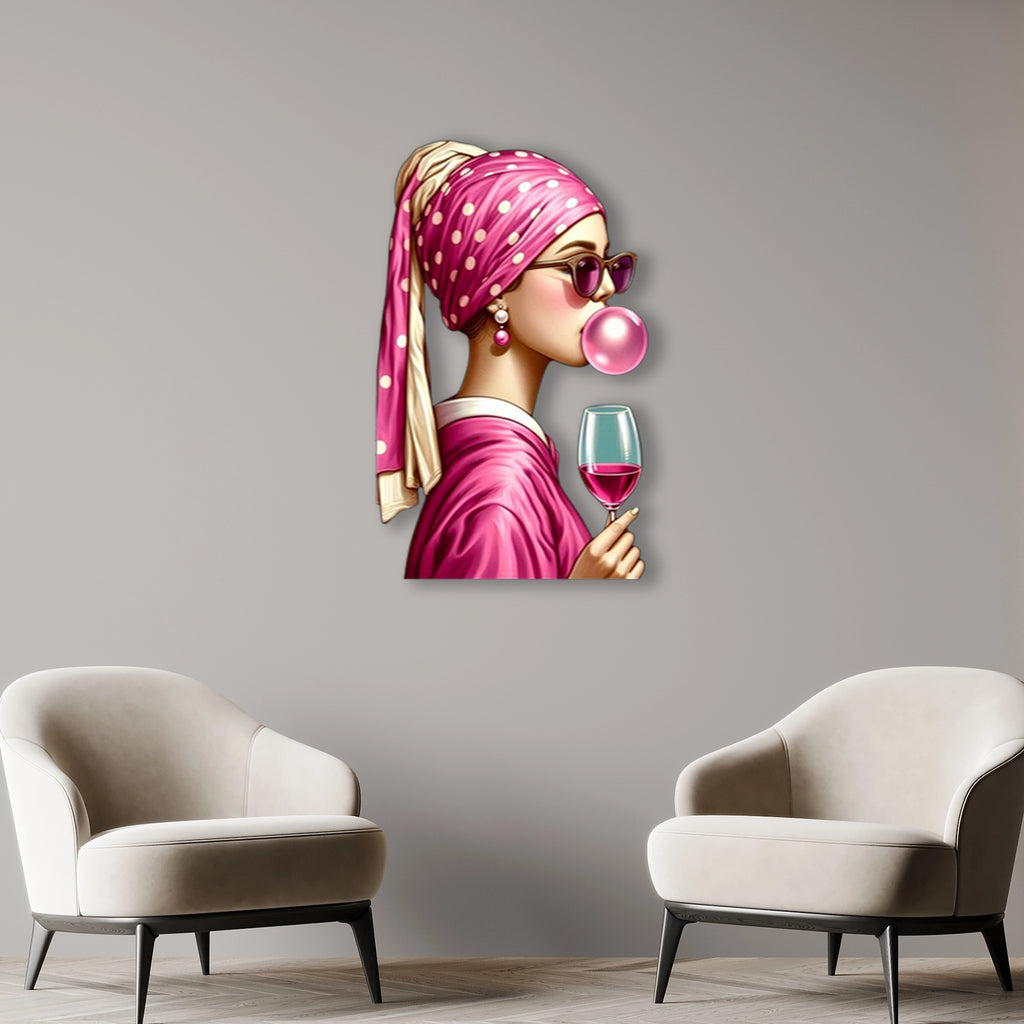 Pembe Türbanlı Kadın (Sakız) Metal Tablo