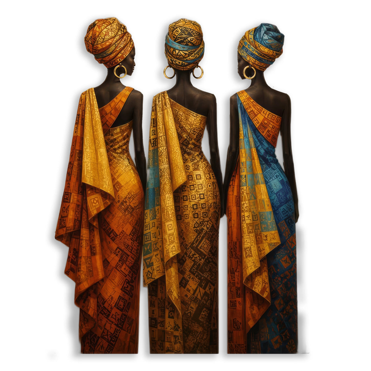 Üç Afrikalı Kadın (Desenli) Metal Tablo