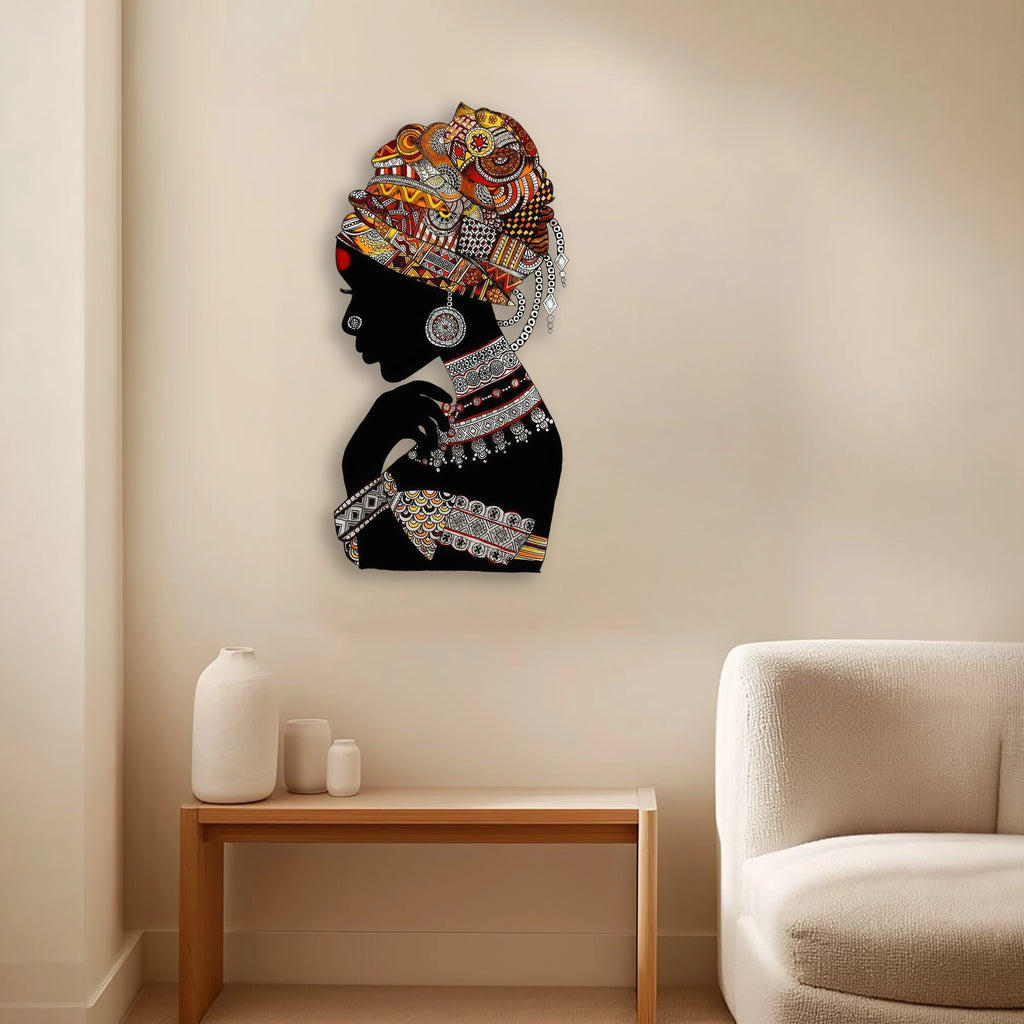 Afrikalı Kadın Silüeti II Metal Tablo