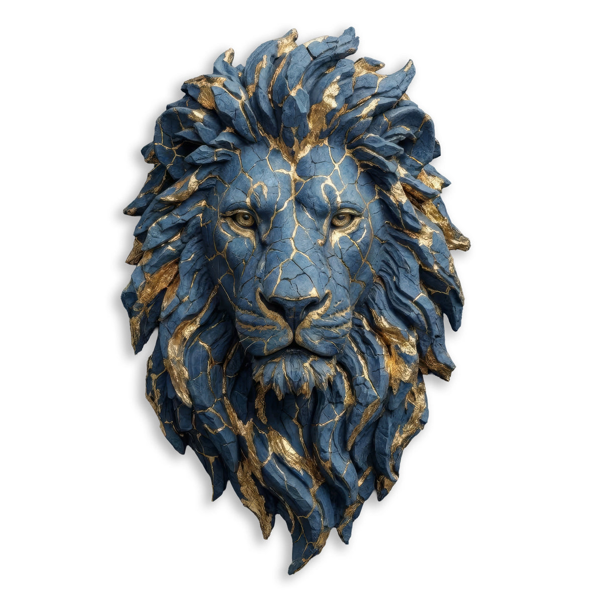 Aslan Başı (Mavi-Altın) Metal Tablo