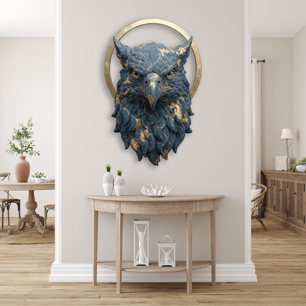 Kartal Başı (Mavi-Altın) Metal Tablo