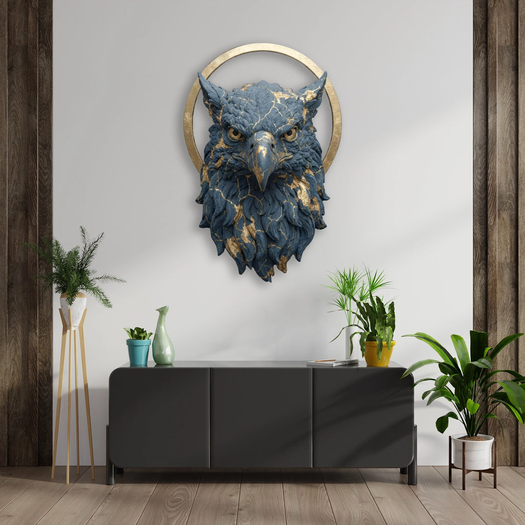 Kartal Başı (Mavi-Altın) Metal Tablo