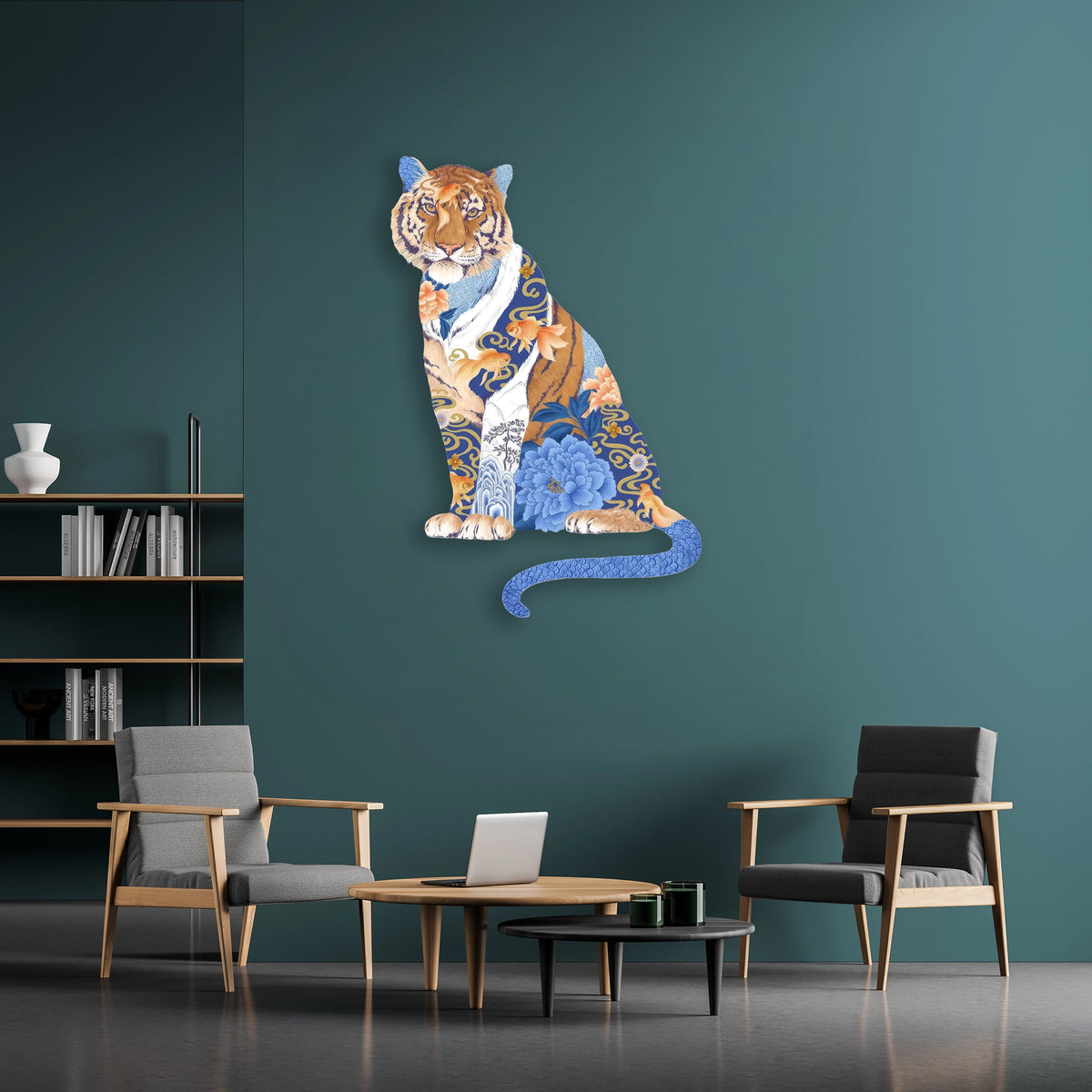 Çini Desenli Kaplan Metal Tablo
