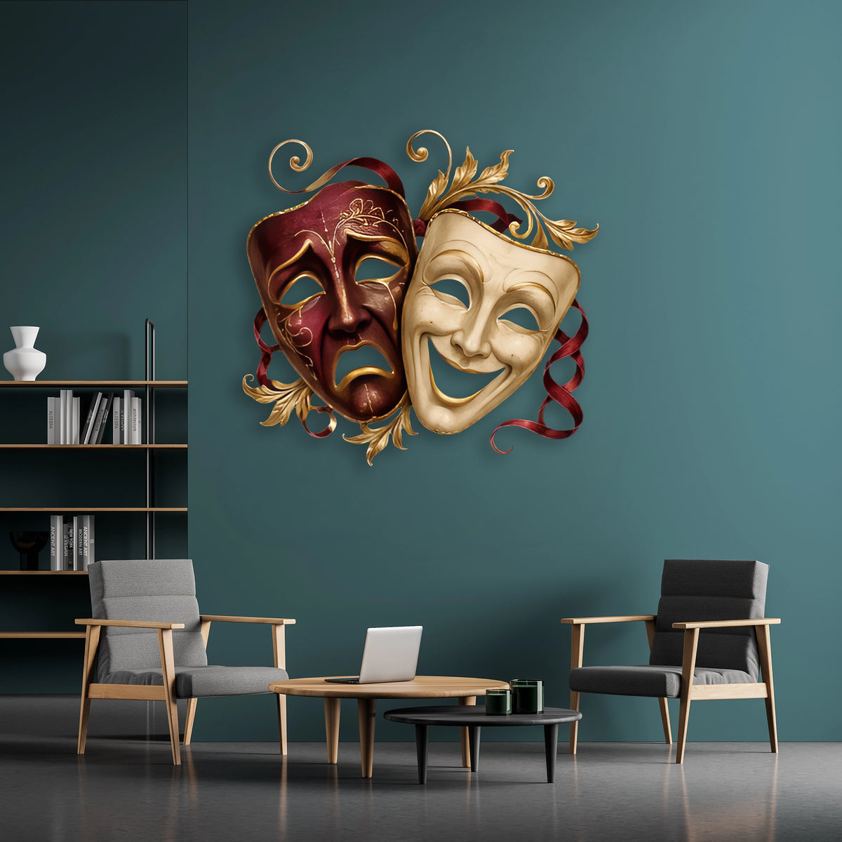 Komedi & Trajedi Maskeleri Metal Tablo