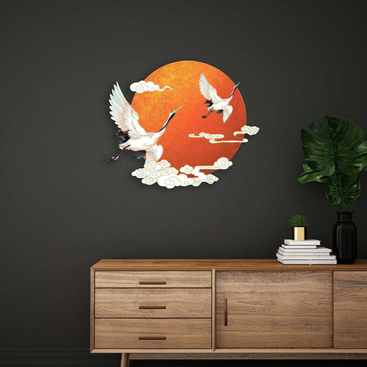 Turna ve Güneş (Japon) Metal Tablo