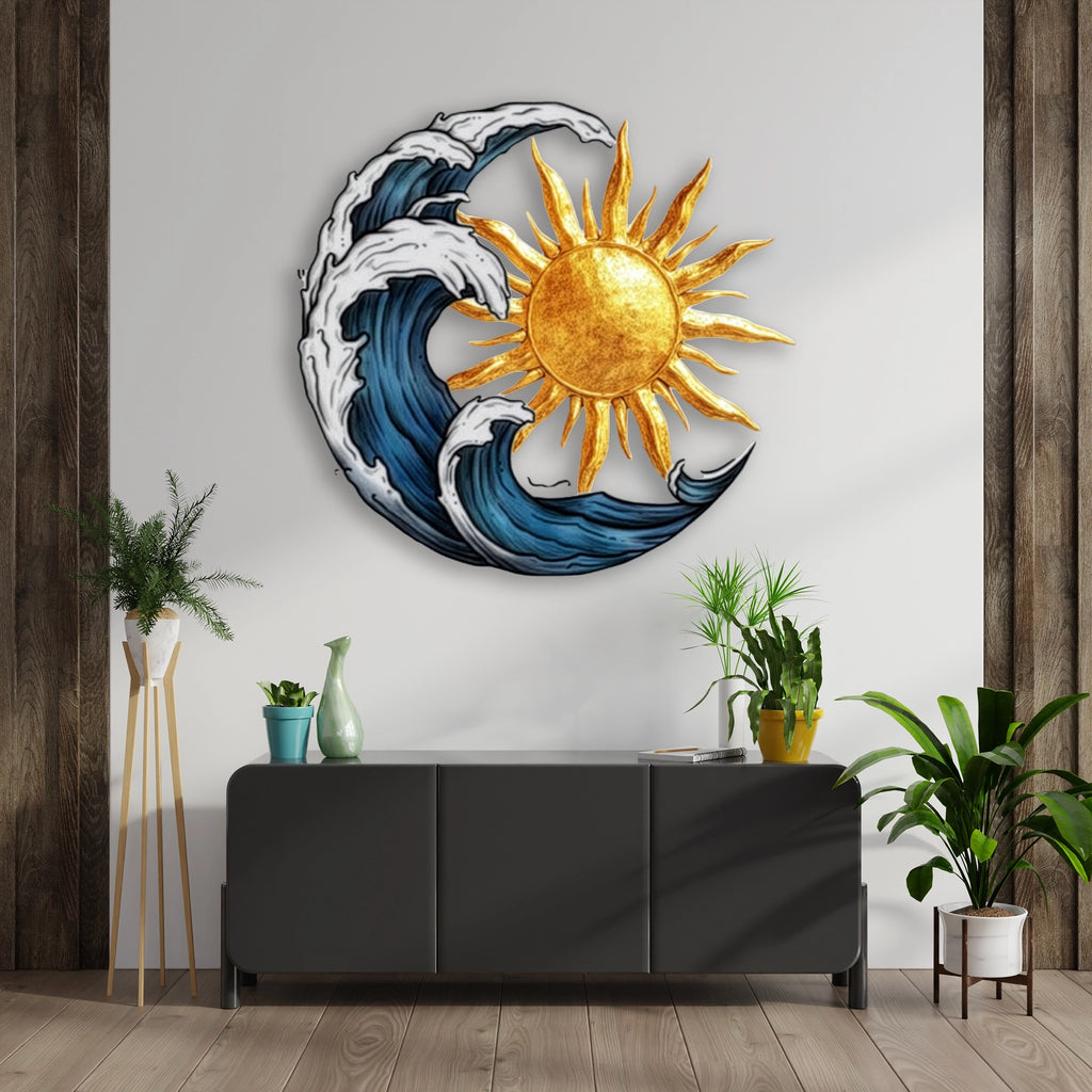 Güneş ve Dalga (Boho) Metal Tablo