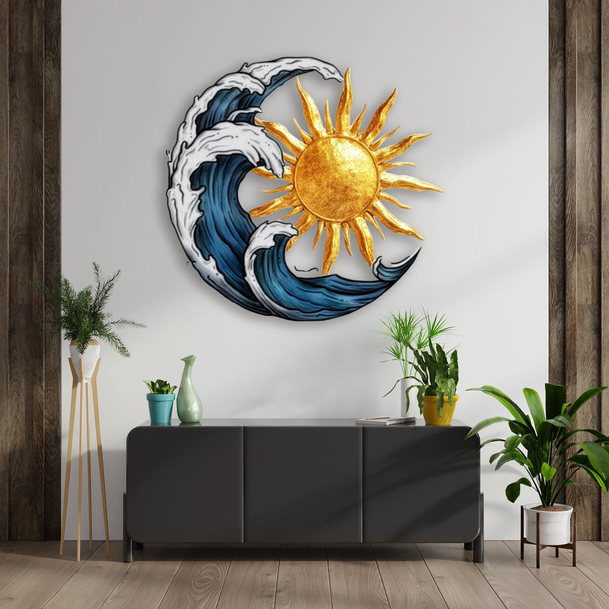 Güneş ve Dalga (Boho) Metal Tablo