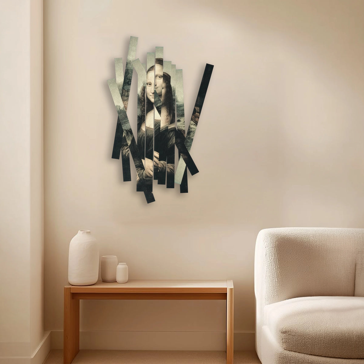 Dilimli Mona Lisa Metal Tablo