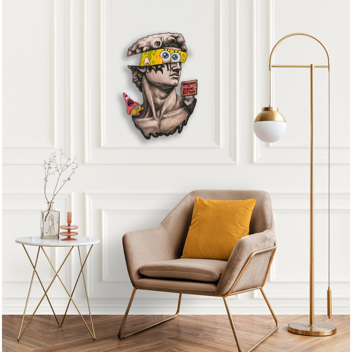 Sünger Bob'lu David (Pop Art) Metal Tablo