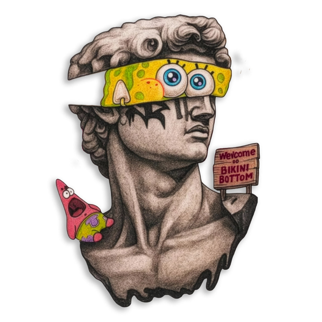 Sünger Bob'lu David (Pop Art) Metal Tablo