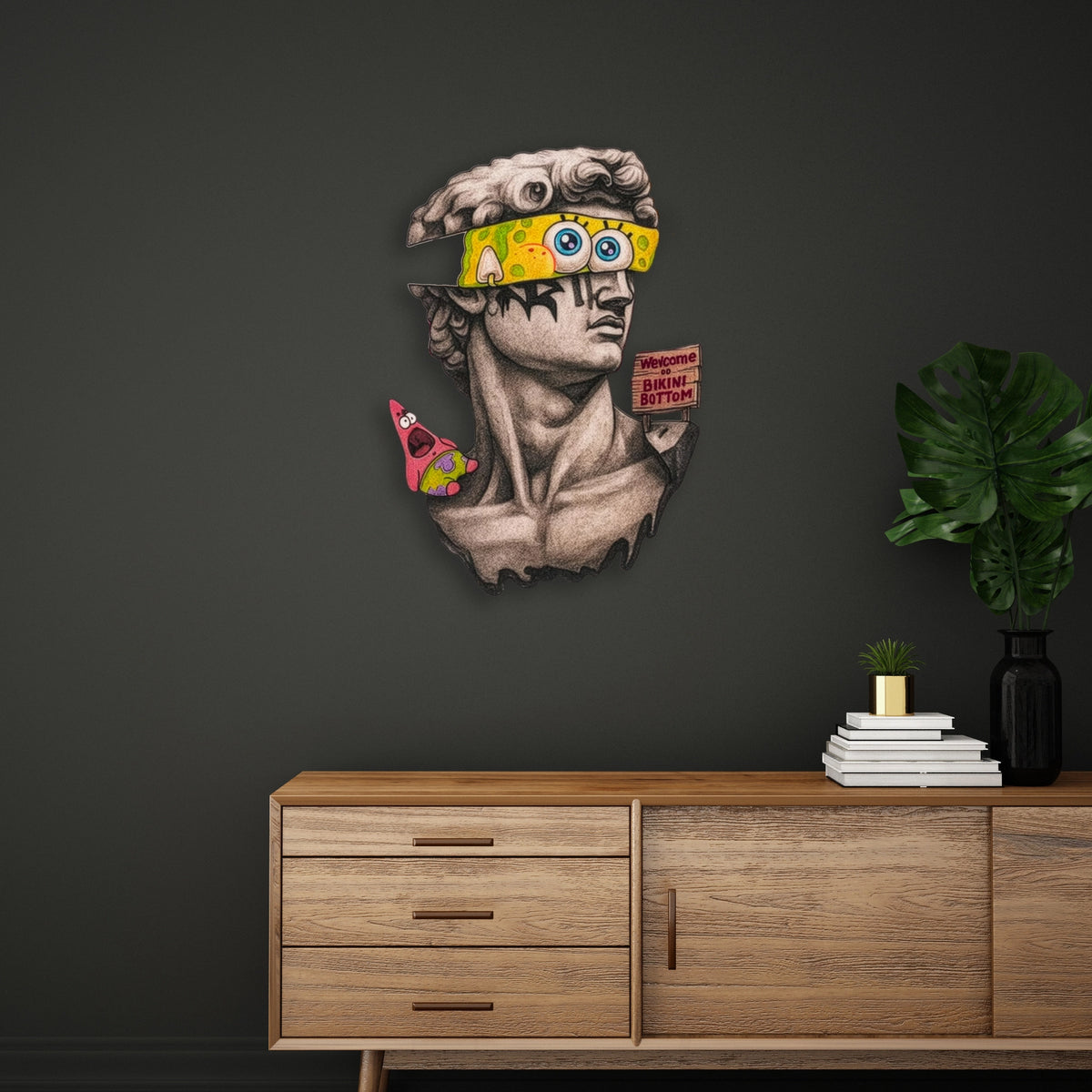 Sünger Bob'lu David (Pop Art) Metal Tablo