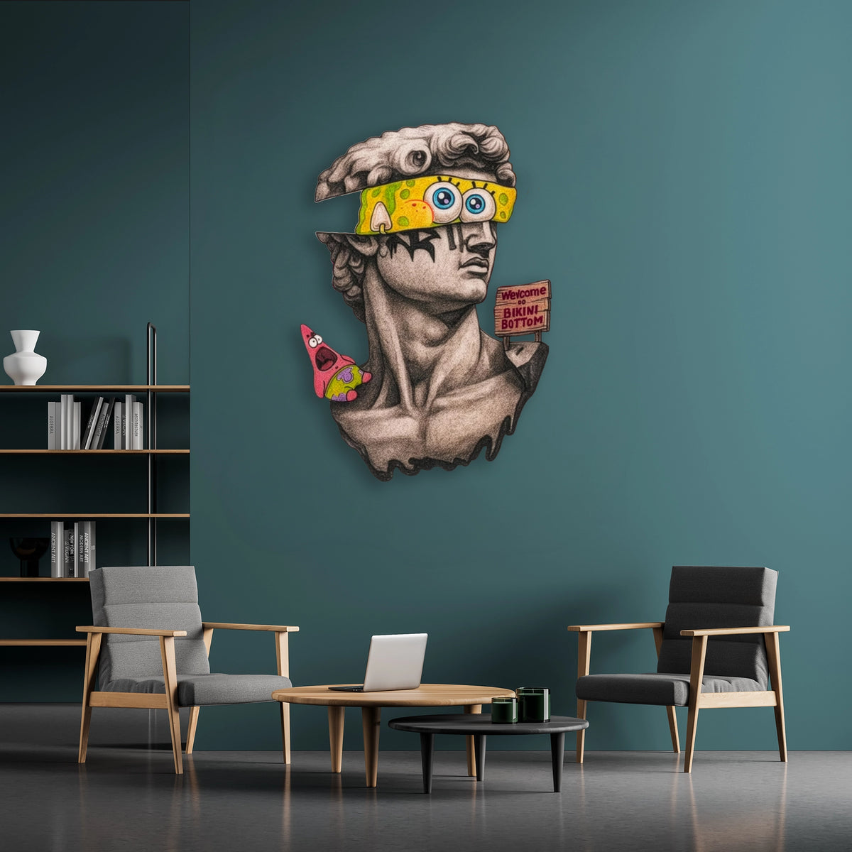 Sünger Bob'lu David (Pop Art) Metal Tablo