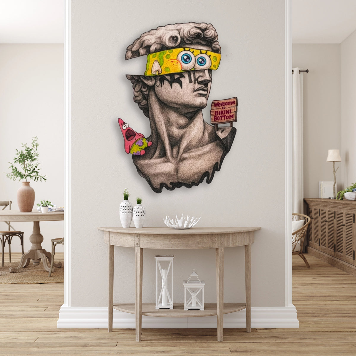 Sünger Bob'lu David (Pop Art) Metal Tablo