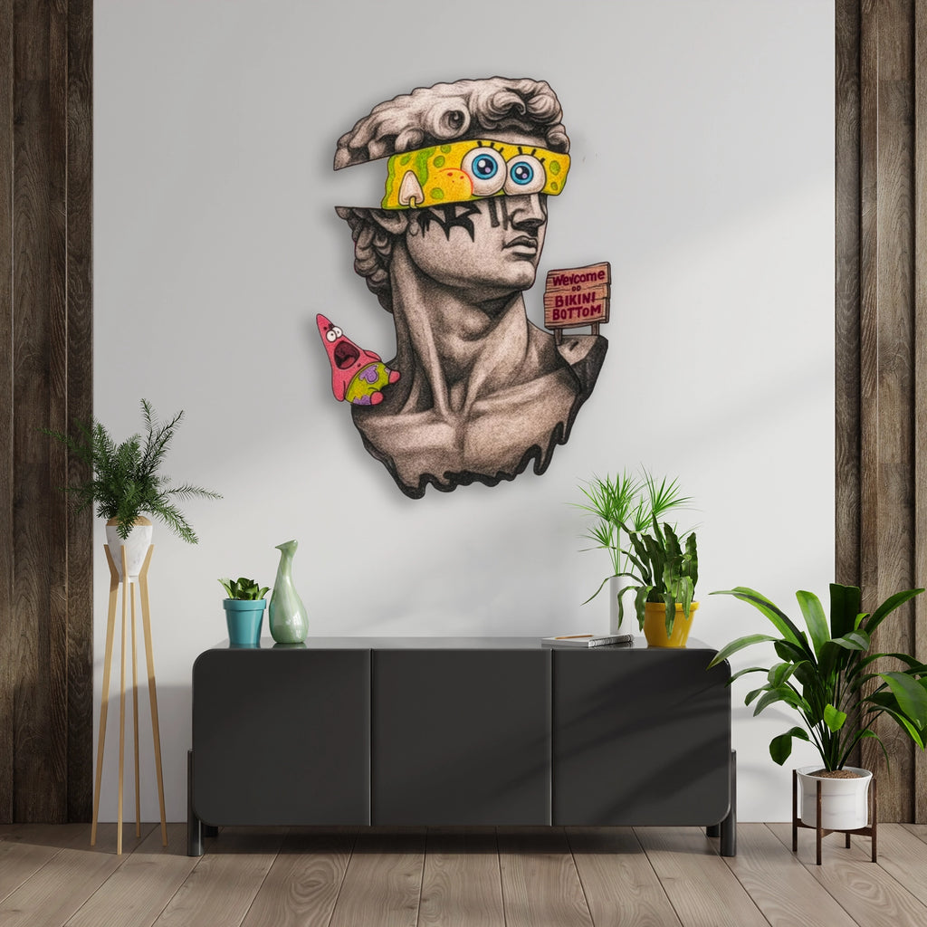 Sünger Bob'lu David (Pop Art) Metal Tablo