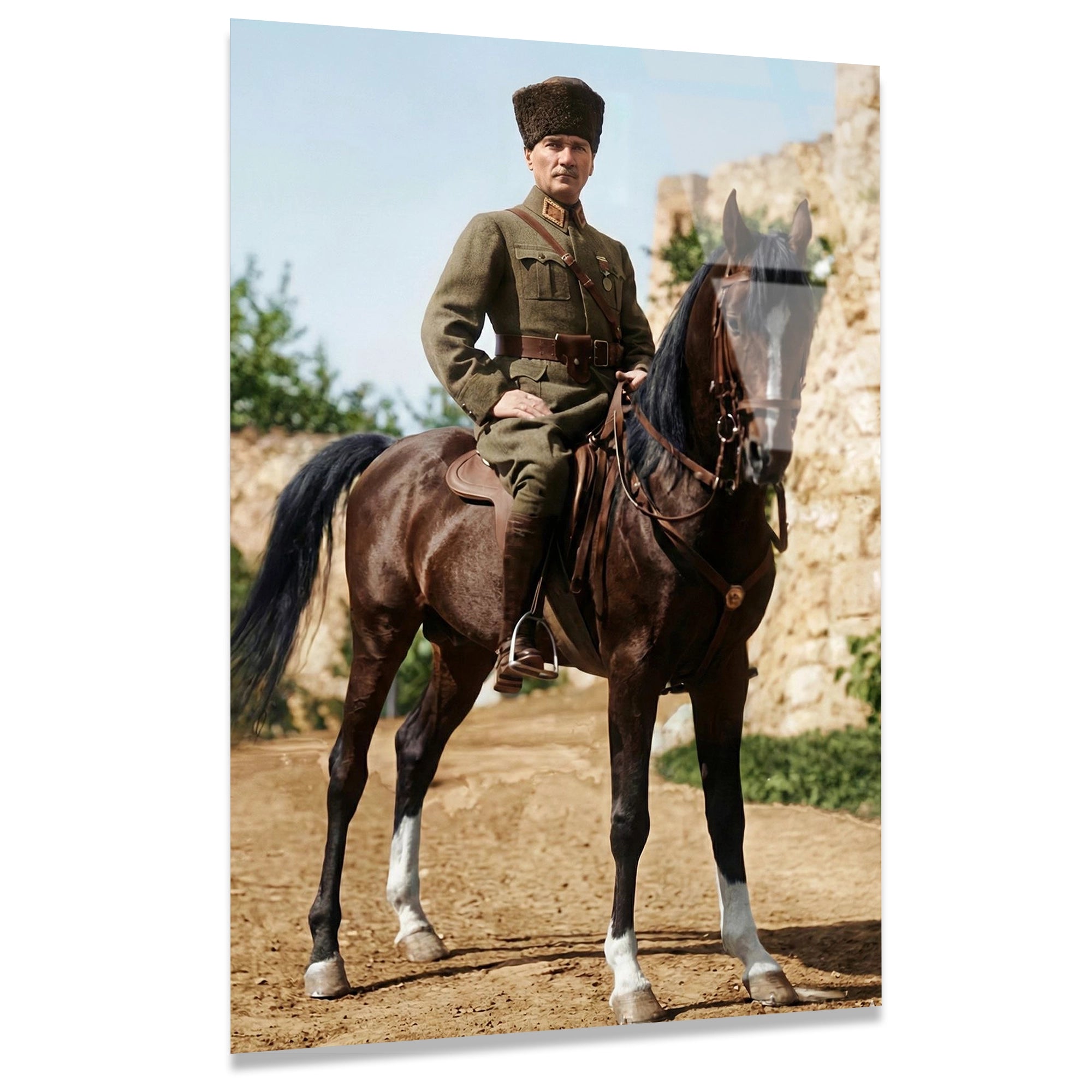 ATATÜRK AT ÜSTÜNDE - CAM TABLO - DEG0579