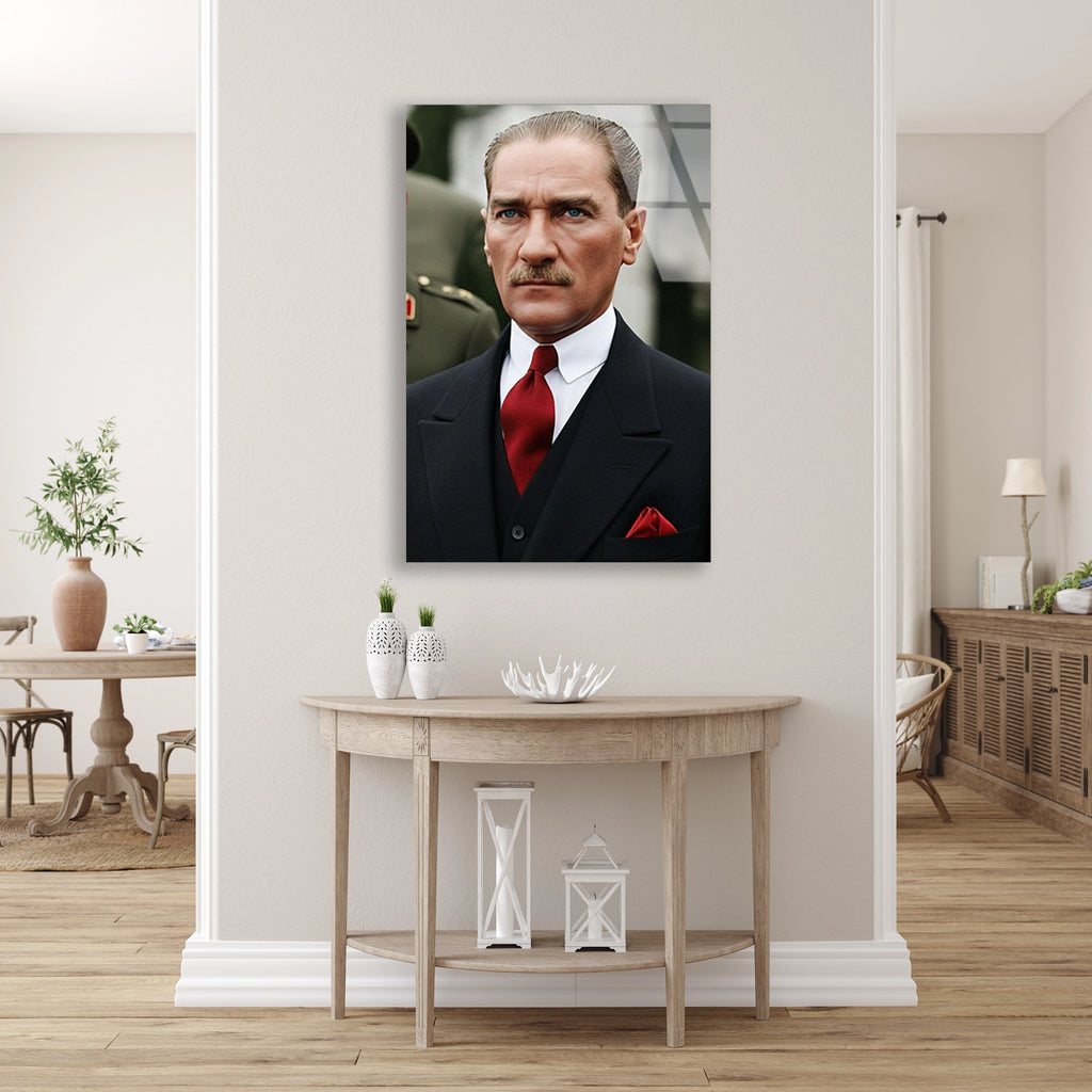 ATATÜRK KIRMIZI KRAVAT PORTRE - CAM TABLO - DEG0580