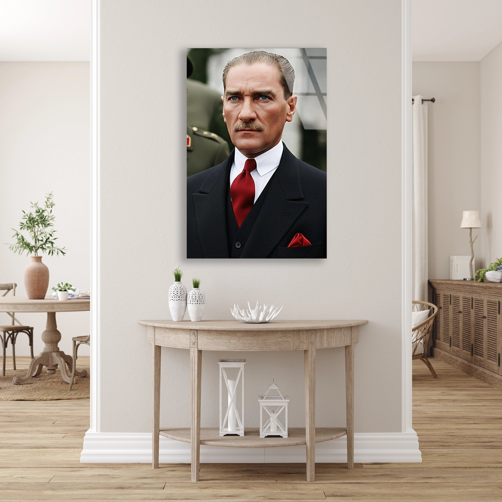 ATATÜRK KIRMIZI KRAVAT PORTRE - CAM TABLO - DEG0580