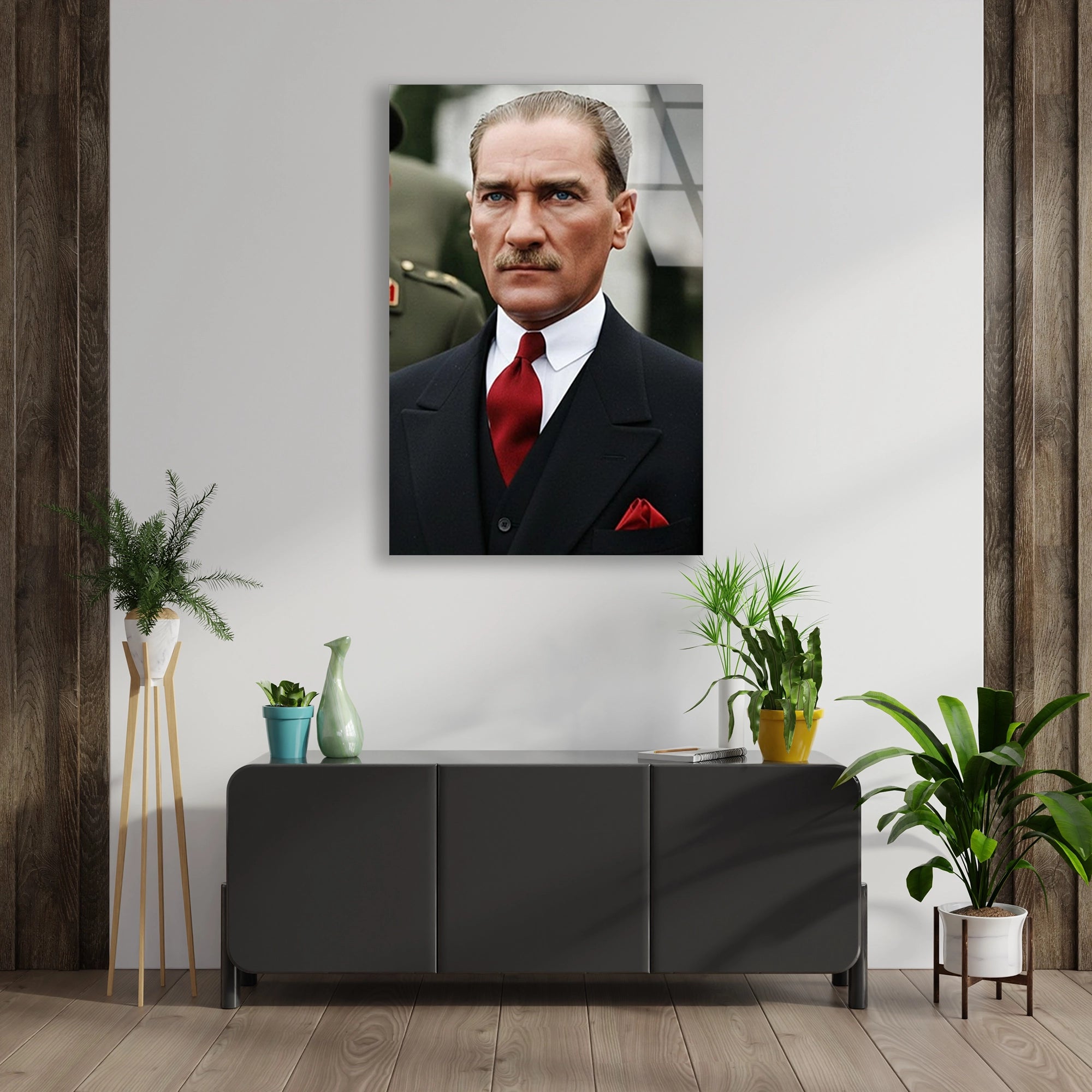 ATATÜRK KIRMIZI KRAVAT PORTRE - CAM TABLO - DEG0580