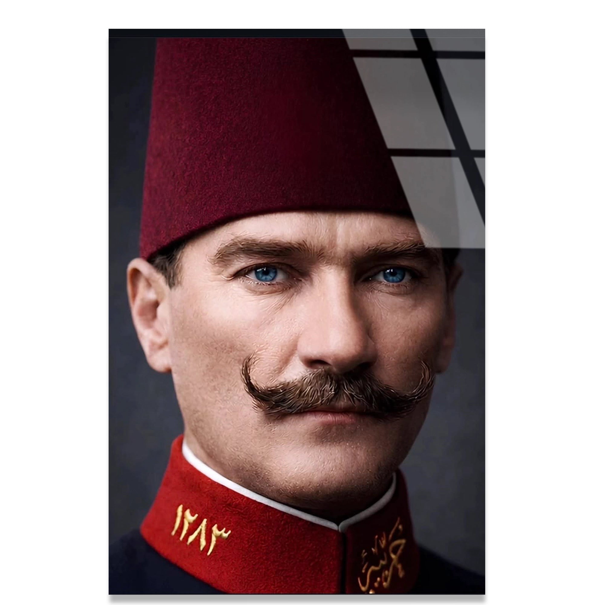 ATATÜRK FESLİ GENÇ SUBAY - CAM TABLO - DEG0581