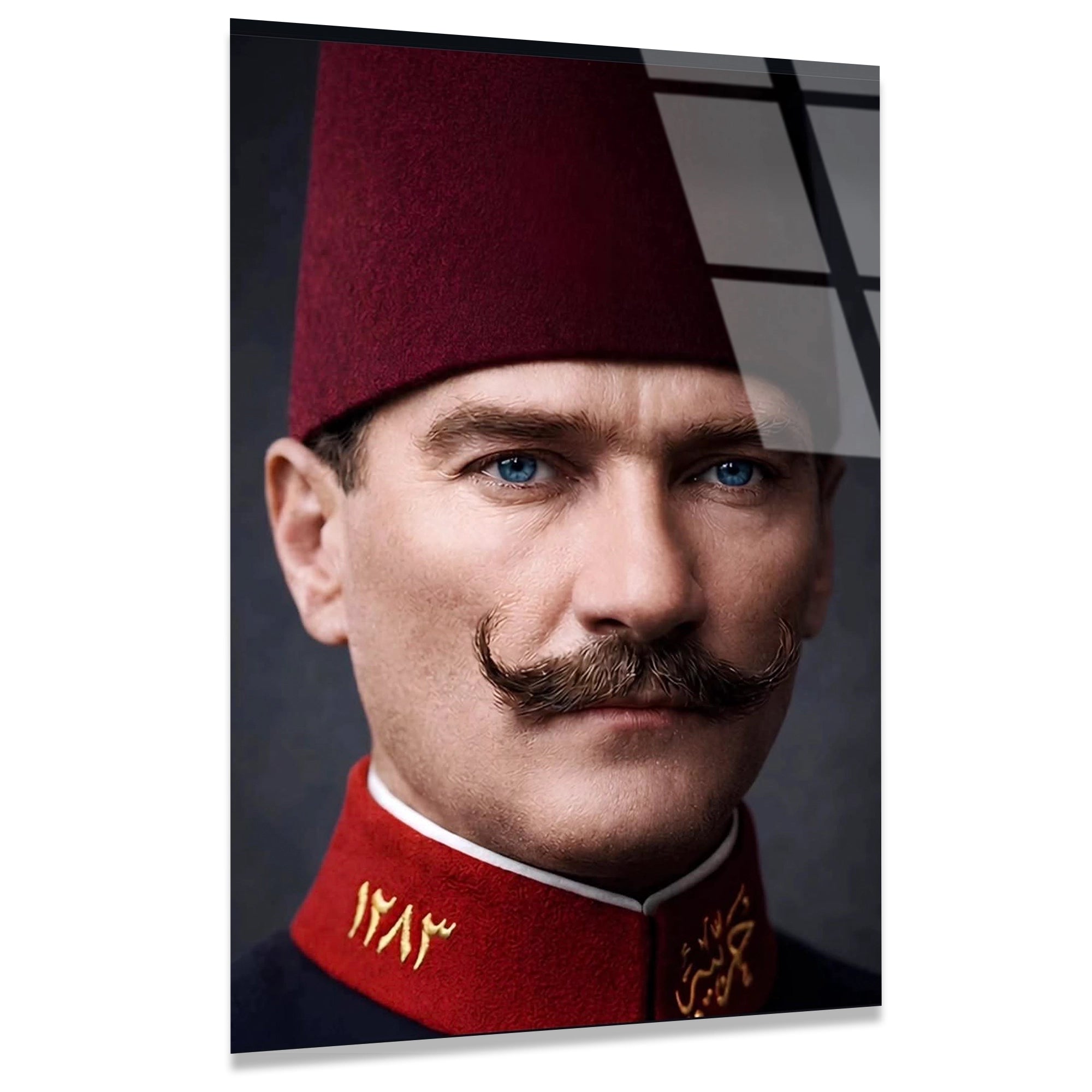 ATATÜRK FESLİ GENÇ SUBAY - CAM TABLO - DEG0581