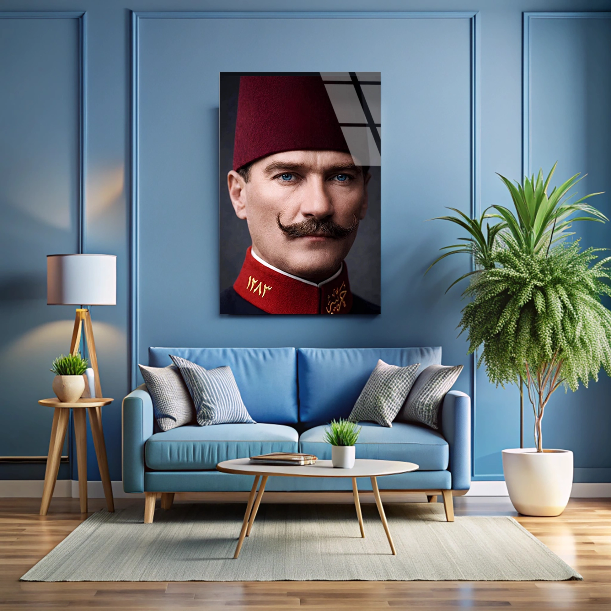 ATATÜRK FESLİ GENÇ SUBAY - CAM TABLO - DEG0581