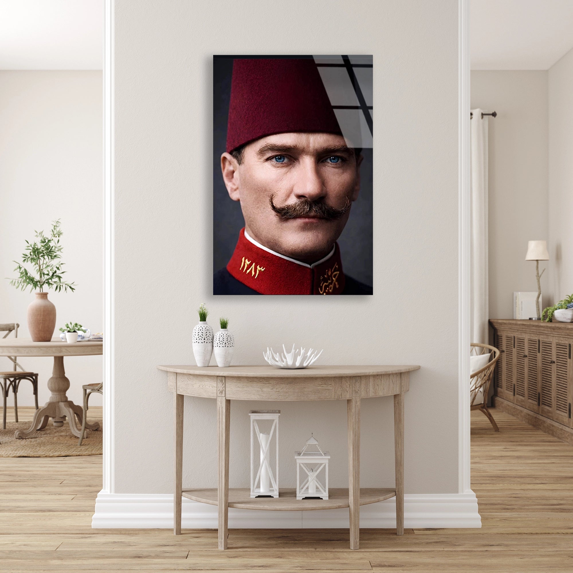 ATATÜRK FESLİ GENÇ SUBAY - CAM TABLO - DEG0581