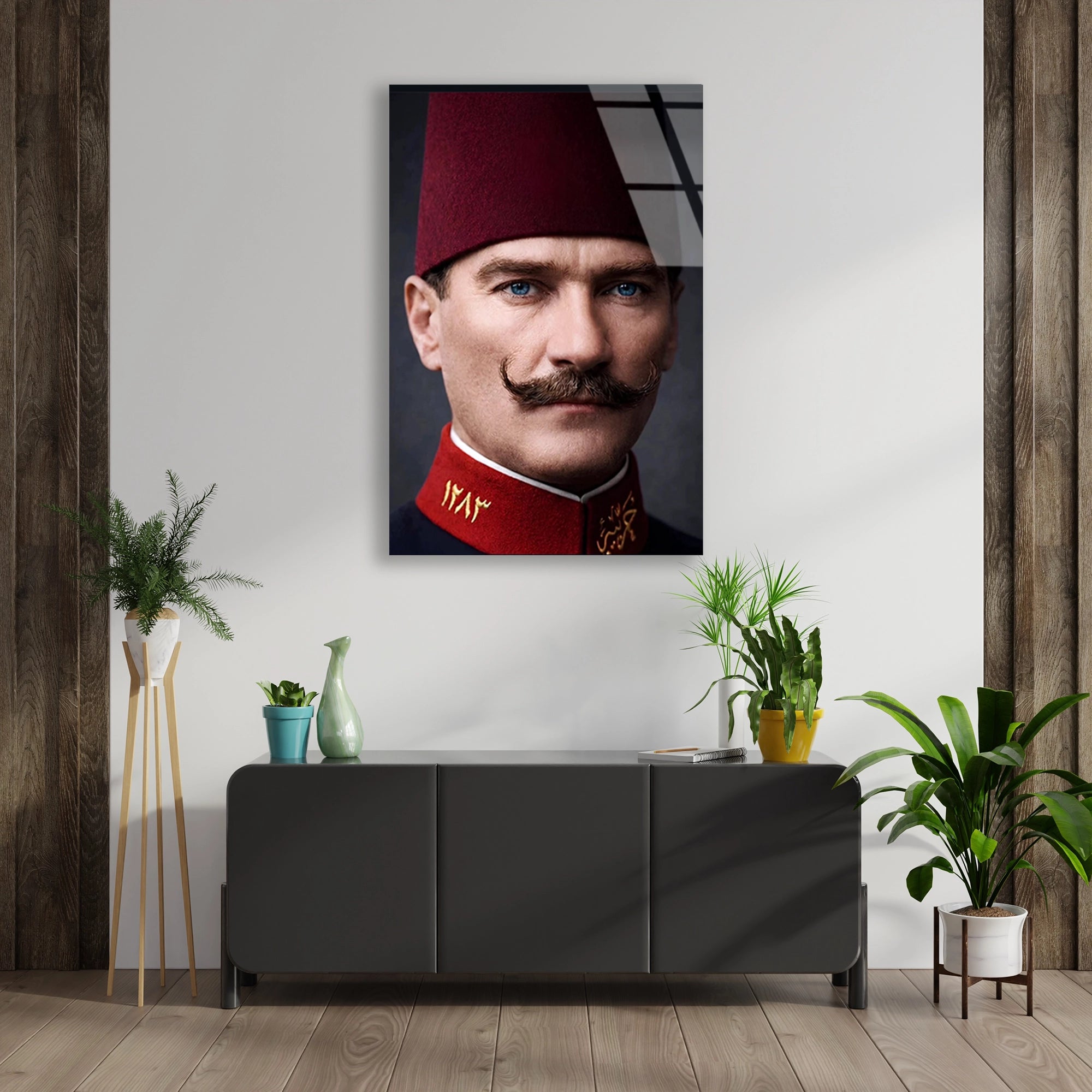 ATATÜRK FESLİ GENÇ SUBAY - CAM TABLO - DEG0581