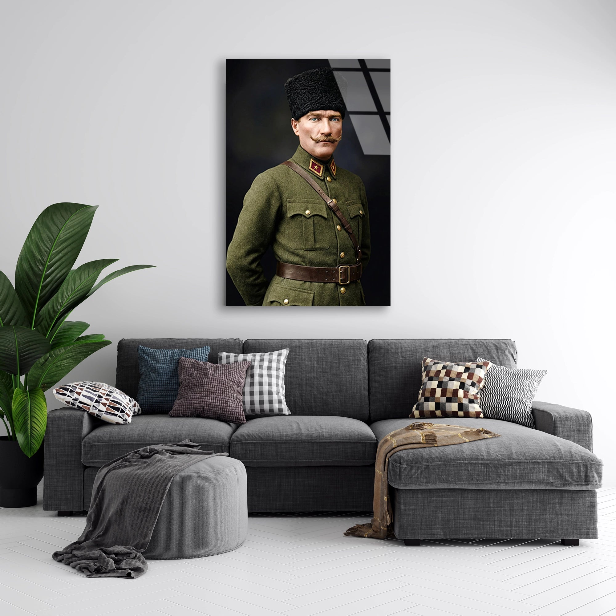 ATATÜRK KALPAKLI KOMUTAN - CAM TABLO - DEG0582