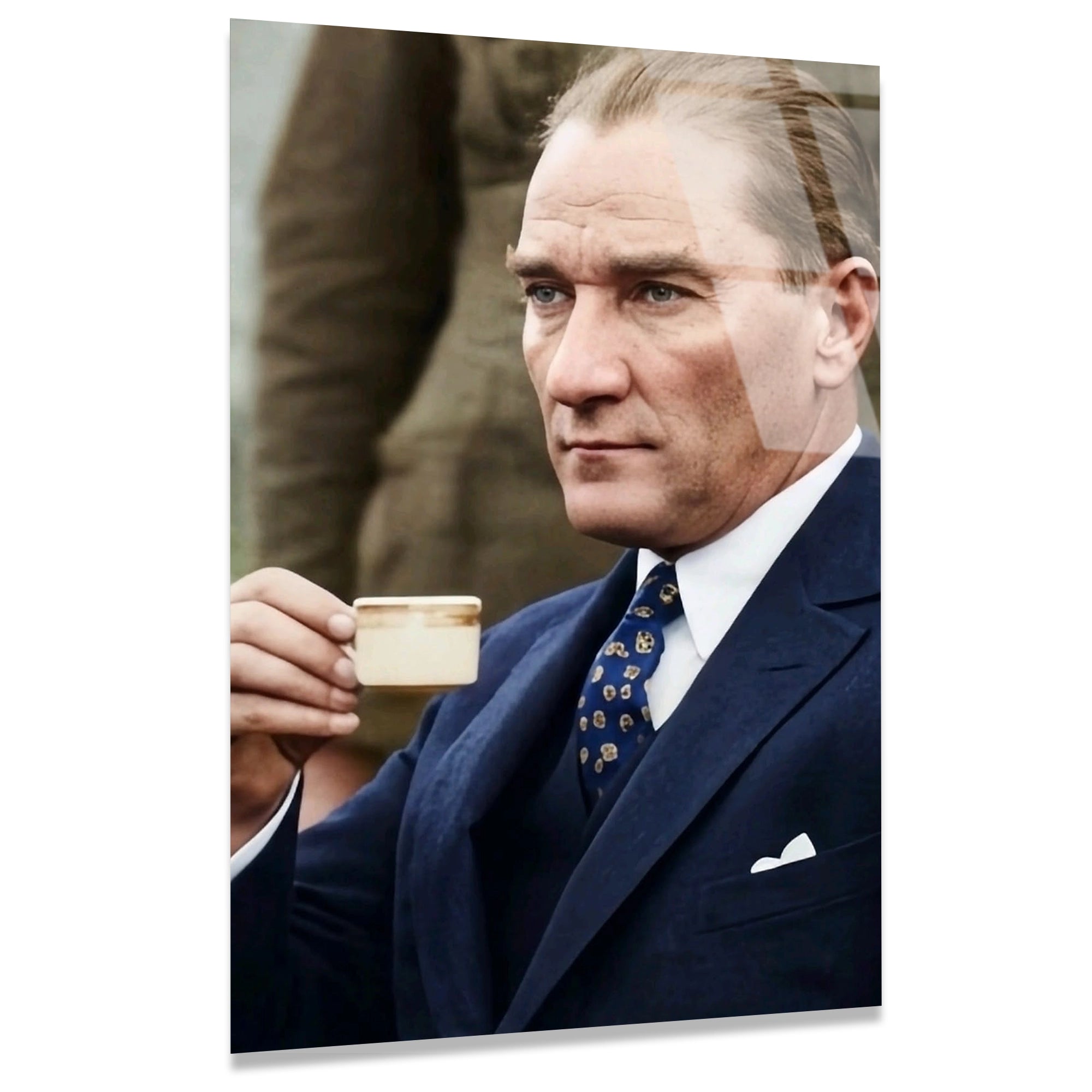 ATATÜRK KAHVE İÇERKEN - CAM TABLO - DEG0583