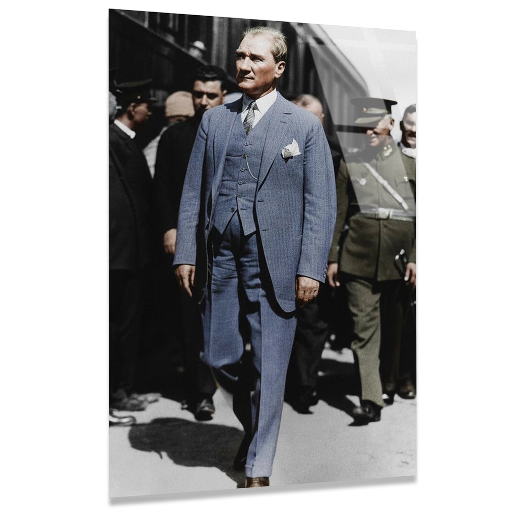 ATATÜRK MAVİ TAKIM ELBİSE - CAM TABLO - DEG0588