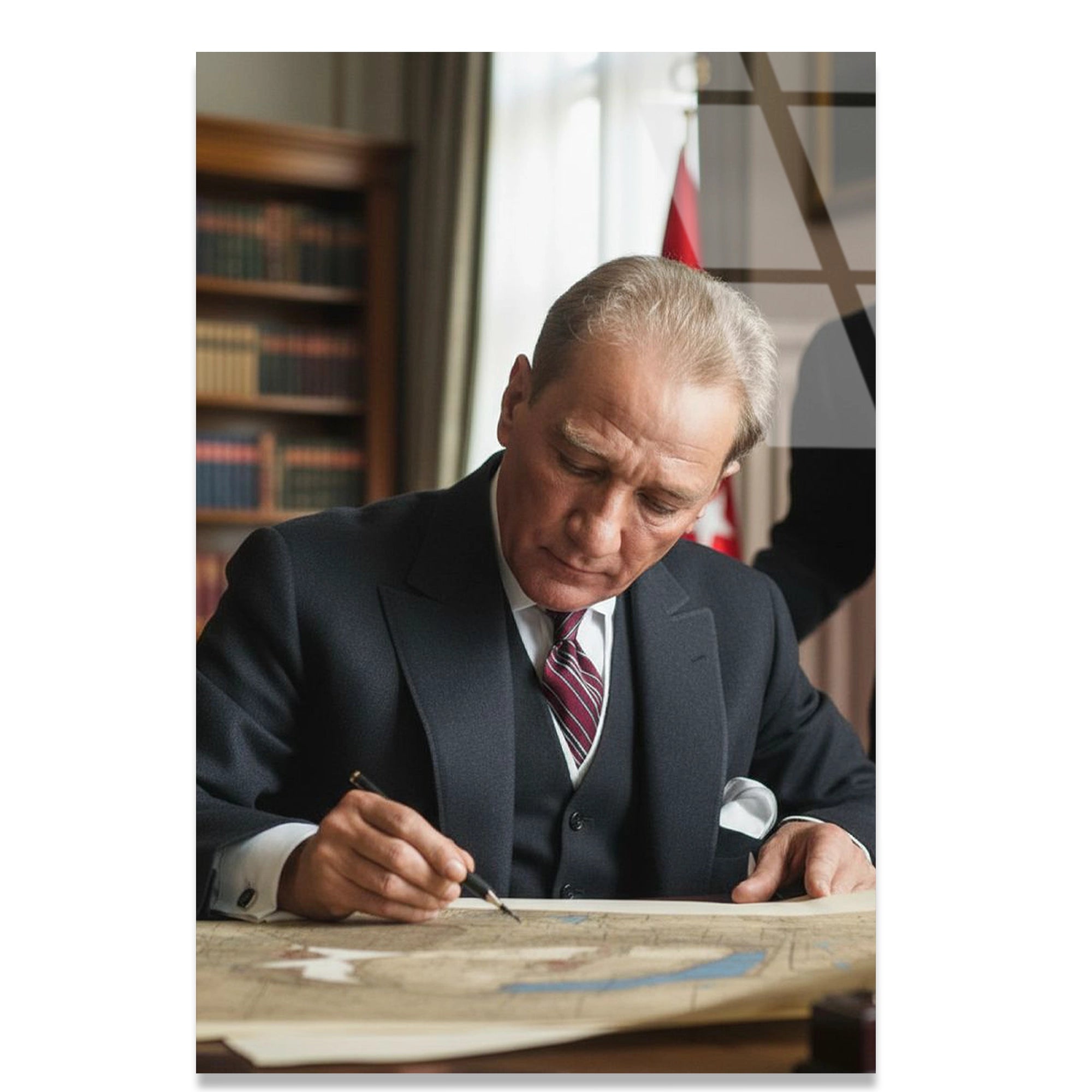 ATATÜRK ÇALIŞMA MASASINDA - CAM TABLO - DEG0595