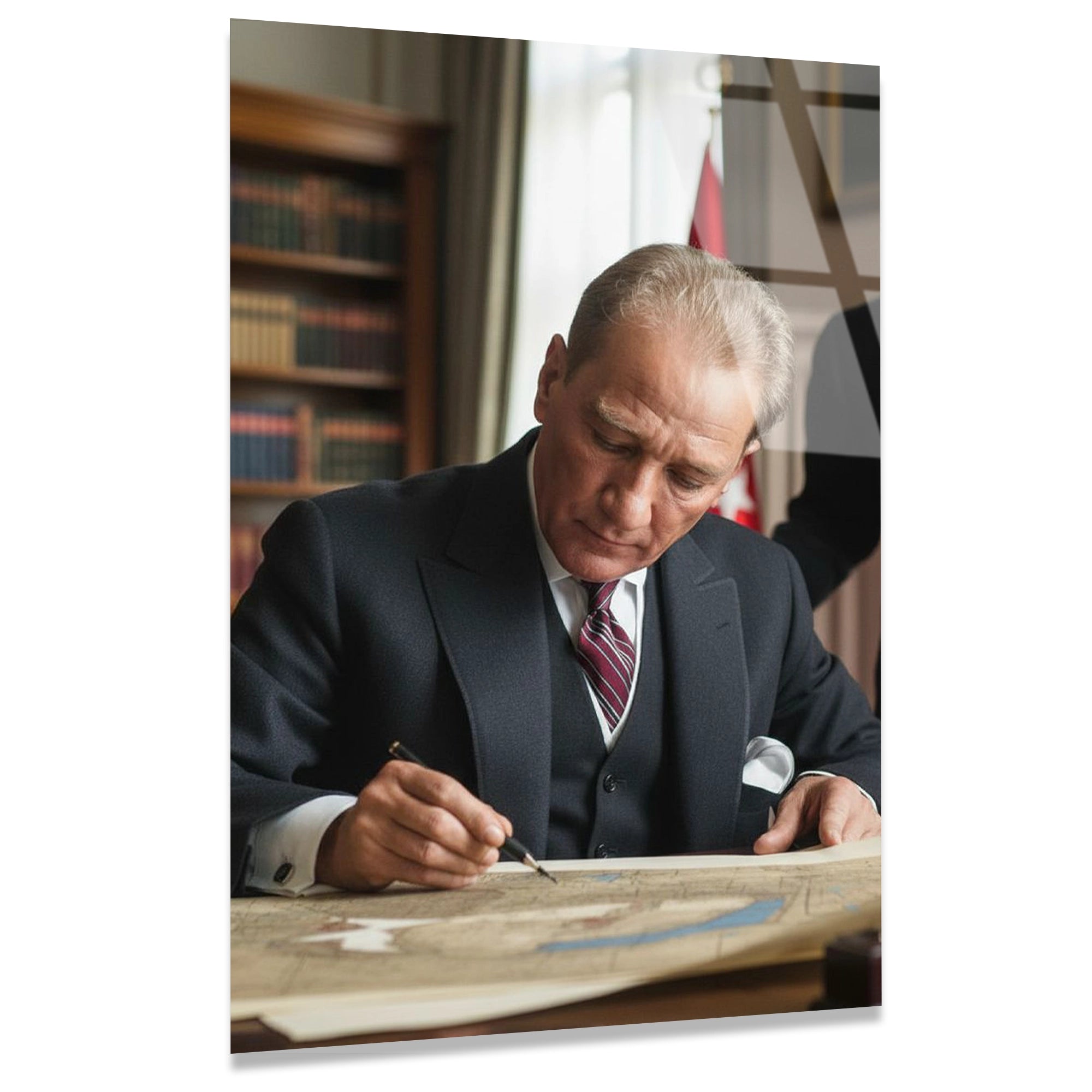 ATATÜRK ÇALIŞMA MASASINDA - CAM TABLO - DEG0595