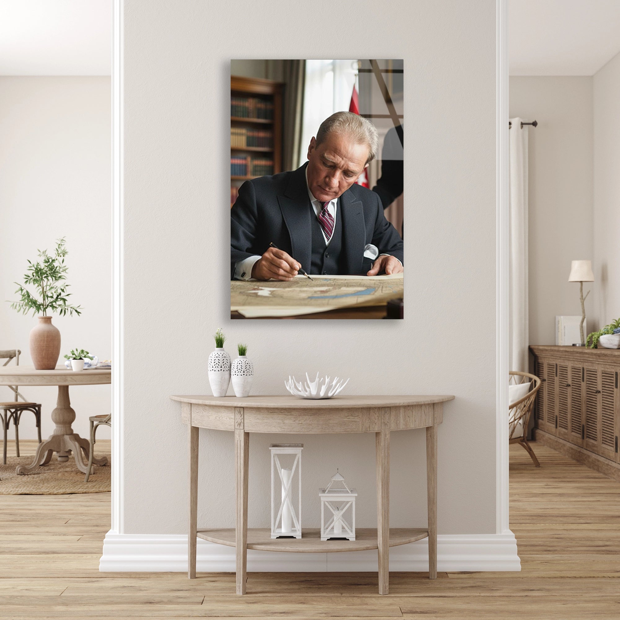 ATATÜRK ÇALIŞMA MASASINDA - CAM TABLO - DEG0595