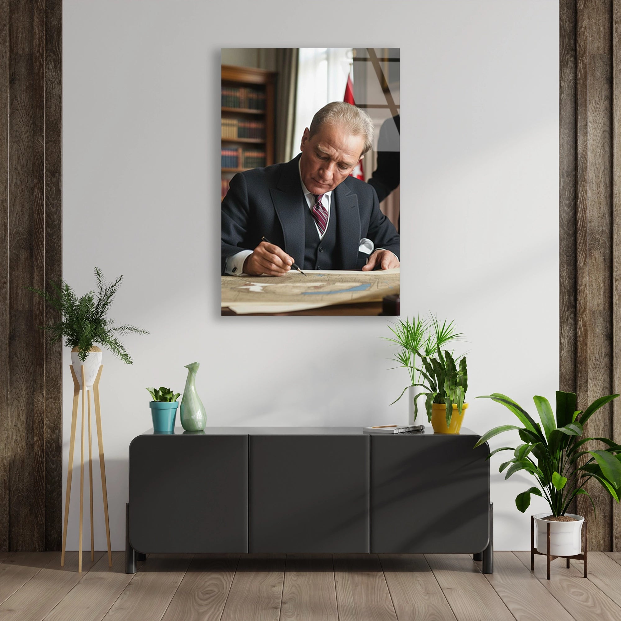 ATATÜRK ÇALIŞMA MASASINDA - CAM TABLO - DEG0595