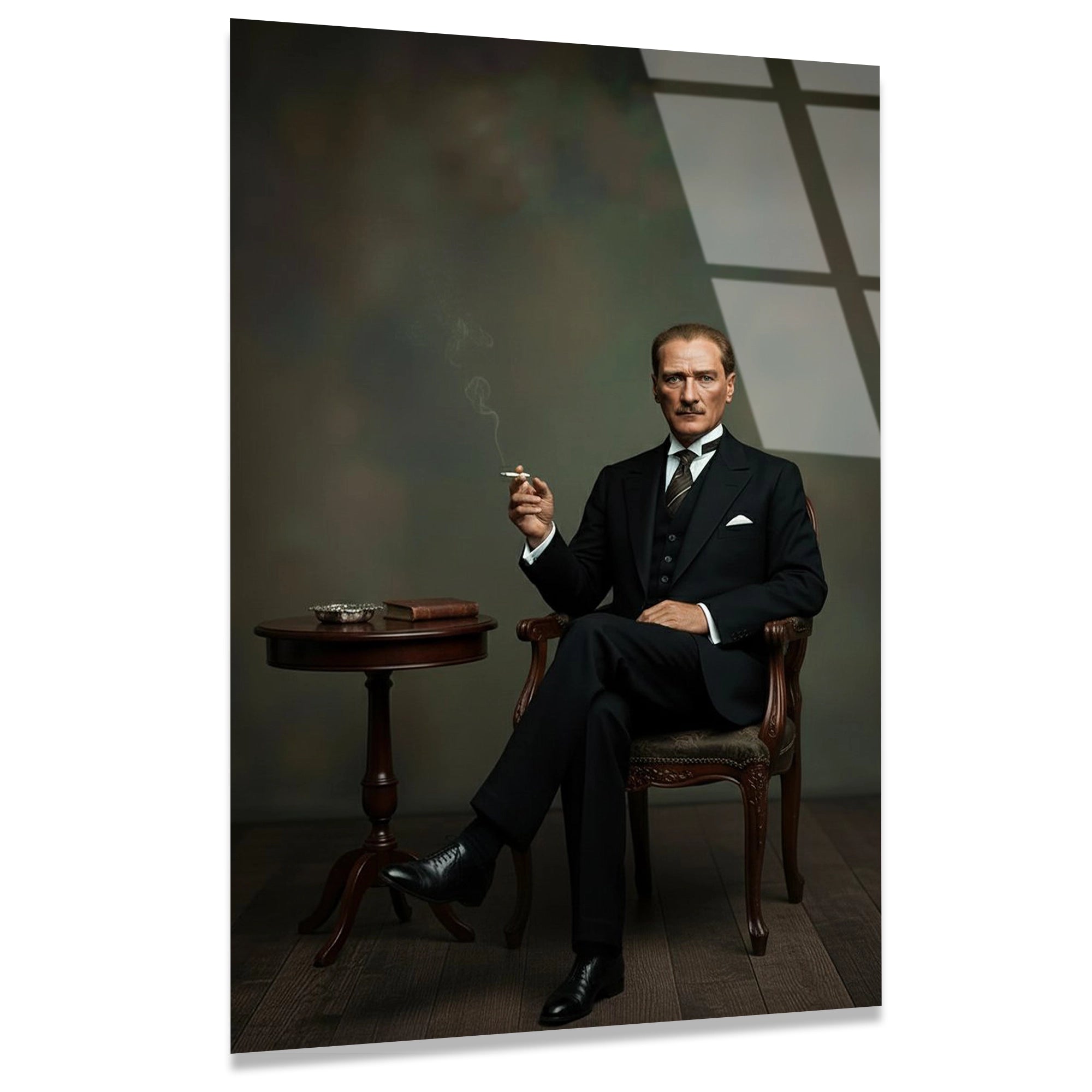 ATATÜRK YEŞİL FON PORTRE - CAM TABLO - DEG0596