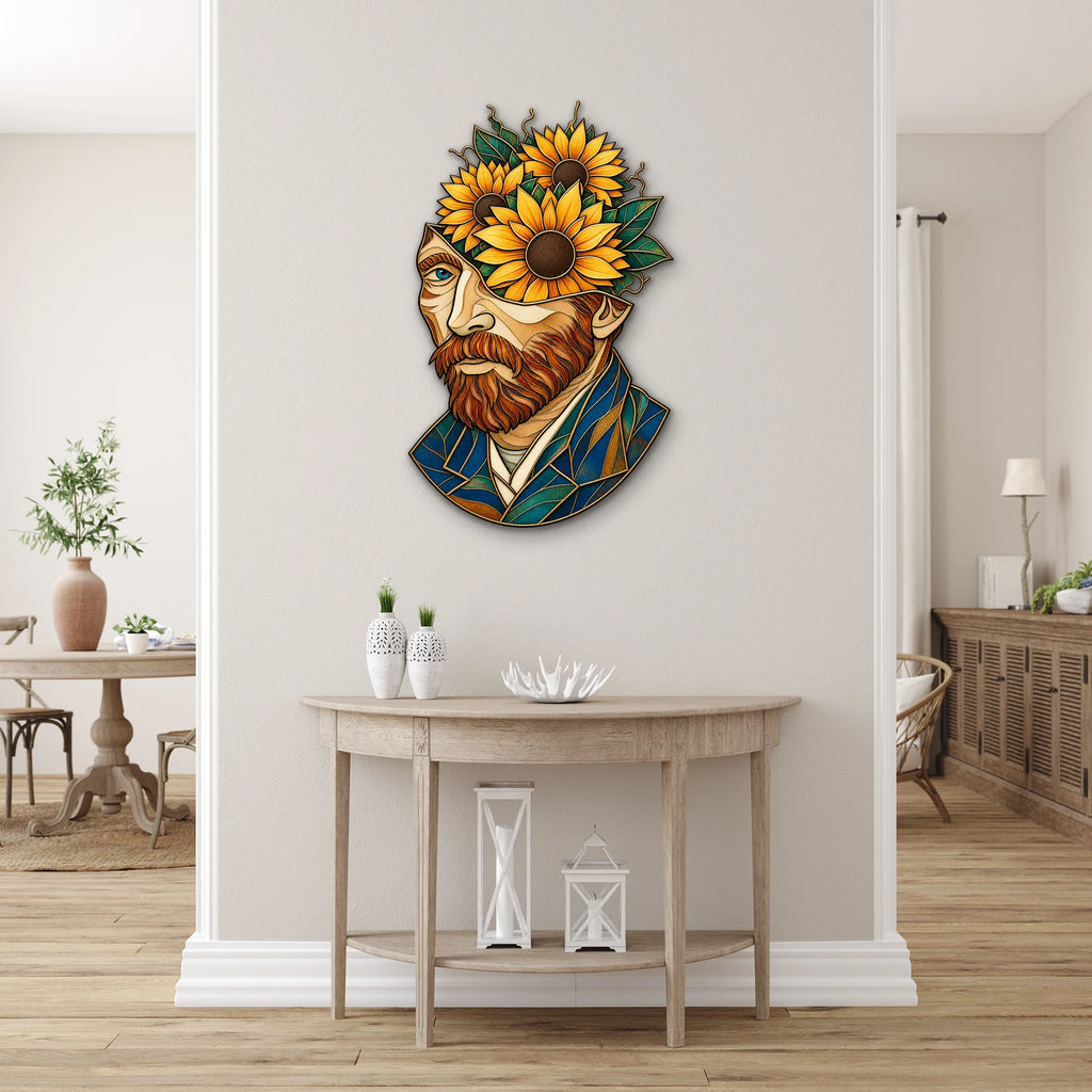 Ayçiçekli Van Gogh Portresi Metal Tablo DEC0180