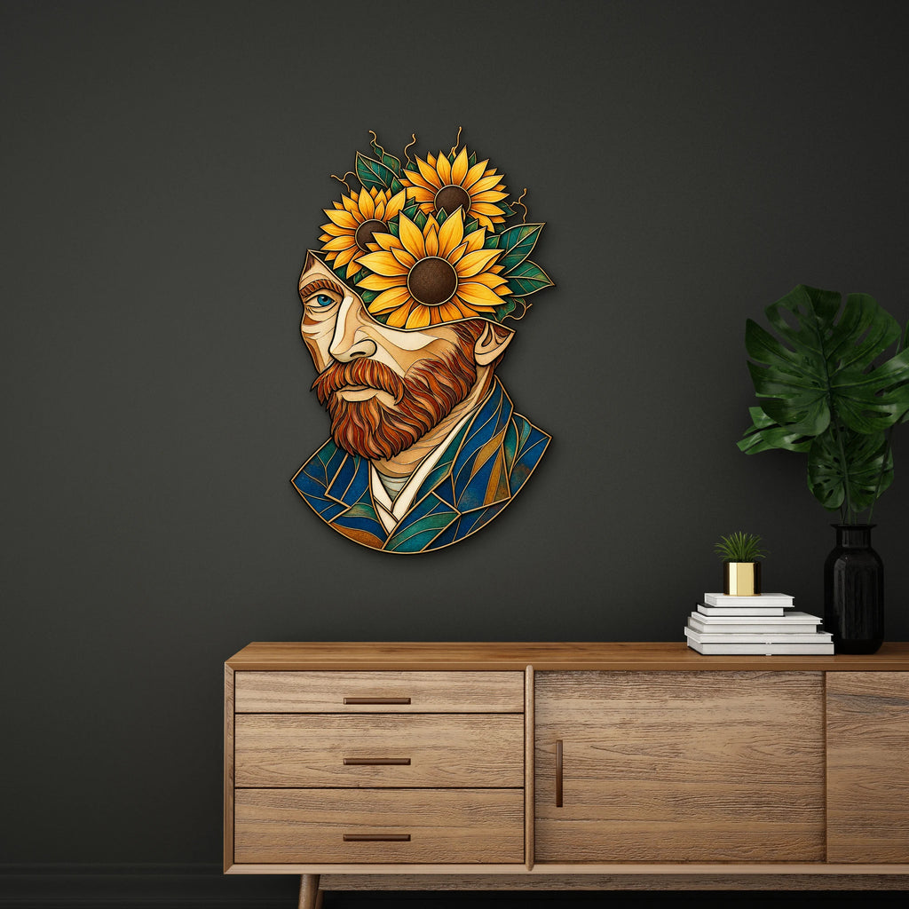 Ayçiçekli Van Gogh Portresi Metal Tablo DEC0180