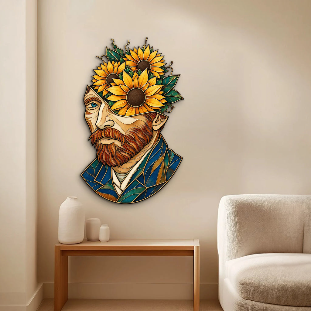 Ayçiçekli Van Gogh Portresi Metal Tablo DEC0180