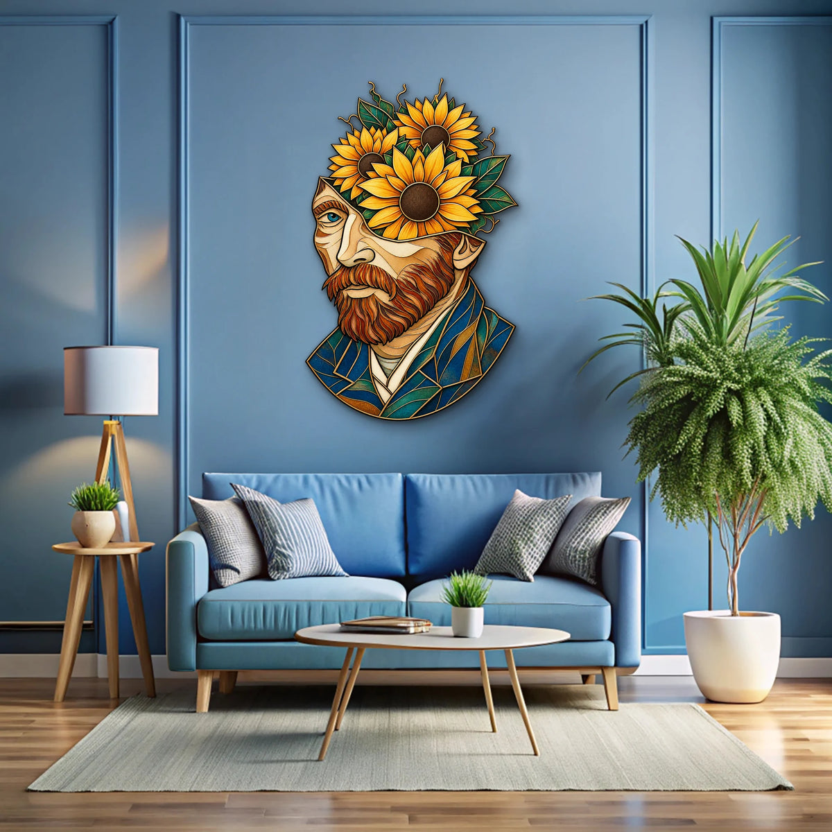 Ayçiçekli Van Gogh Portresi Metal Tablo DEC0180