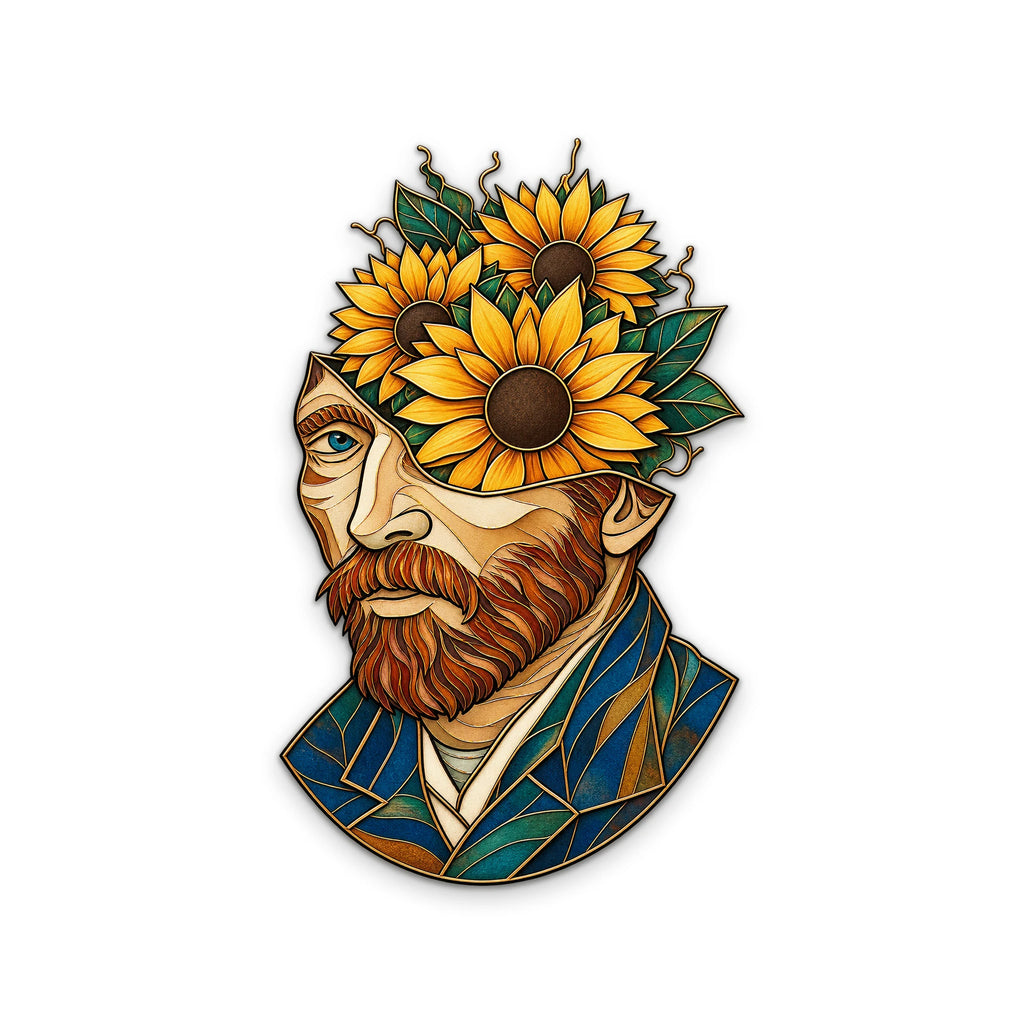 Ayçiçekli Van Gogh Portresi Metal Tablo DEC0180