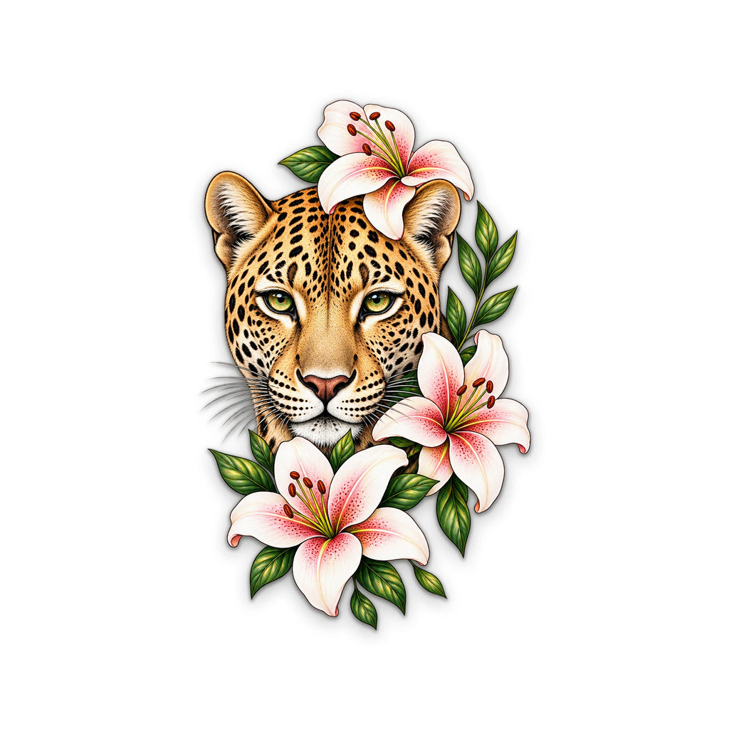 Çiçekli Leopar Metal Tablo DEC0185