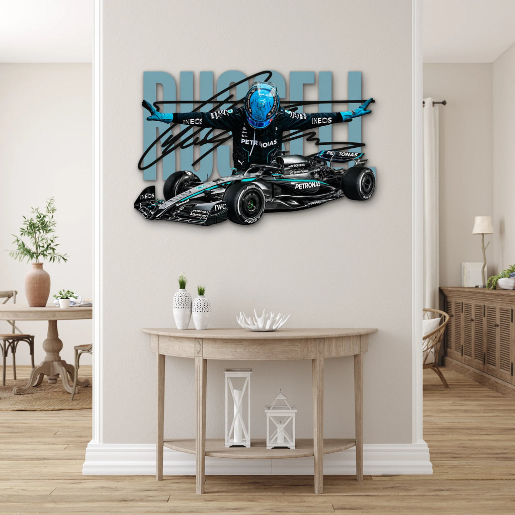 Gümüş Formula 1 Yarış Arabası Metal Tablo DEC0189