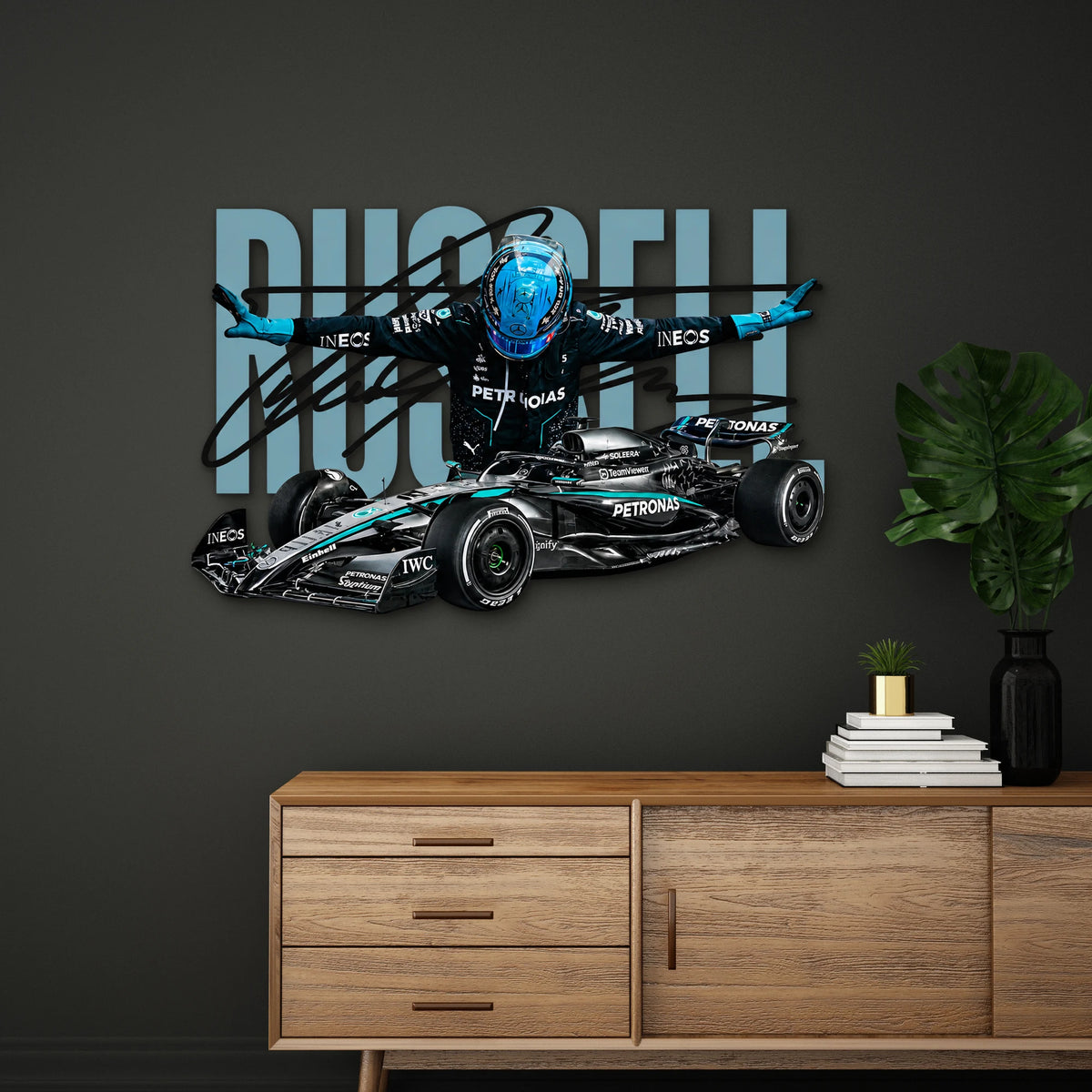 Gümüş Formula 1 Yarış Arabası Metal Tablo DEC0189