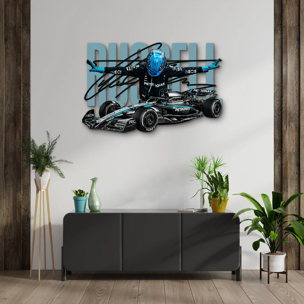 Gümüş Formula 1 Yarış Arabası Metal Tablo DEC0189