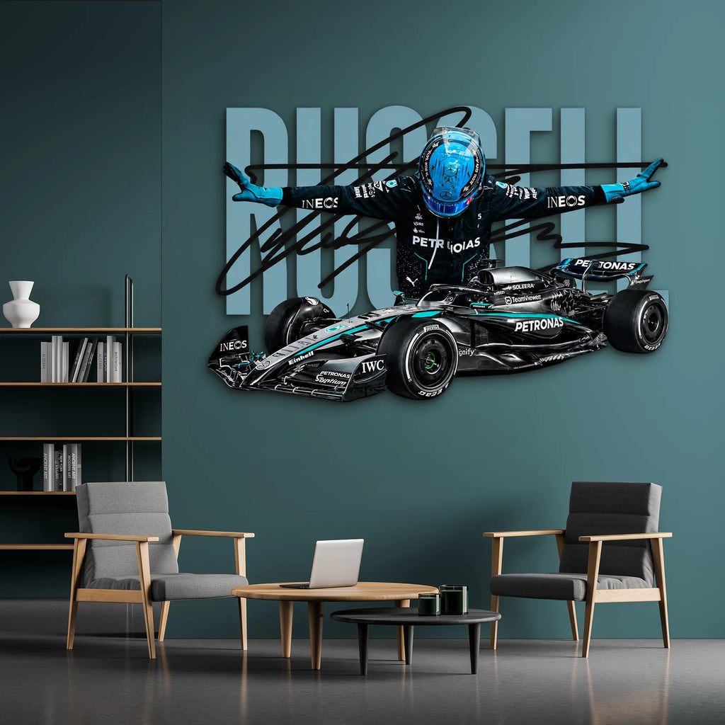 Gümüş Formula 1 Yarış Arabası Metal Tablo DEC0189