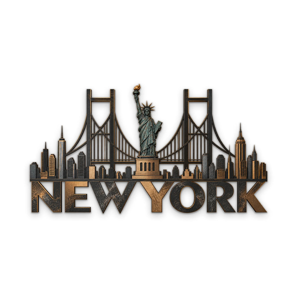 New York Silüeti Metal Tablo DEC0197