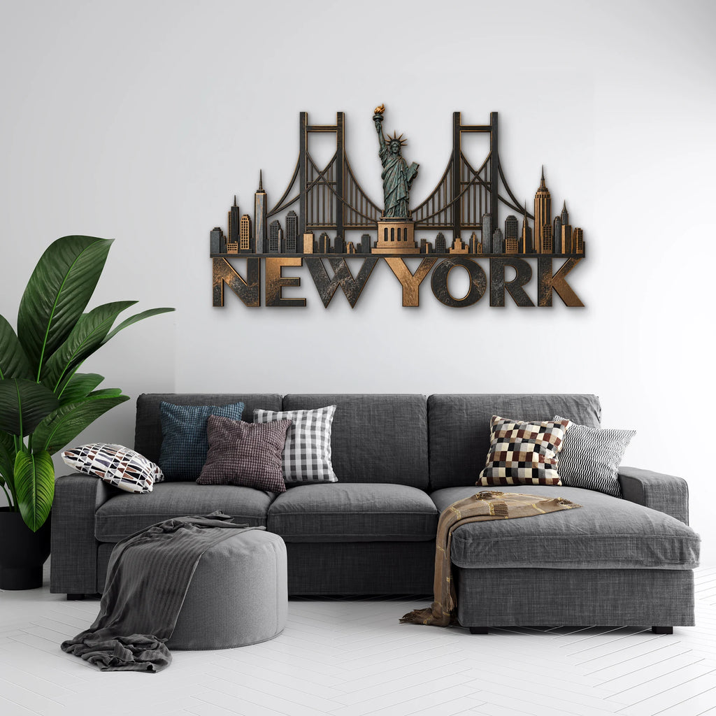 New York Silüeti Metal Tablo DEC0197