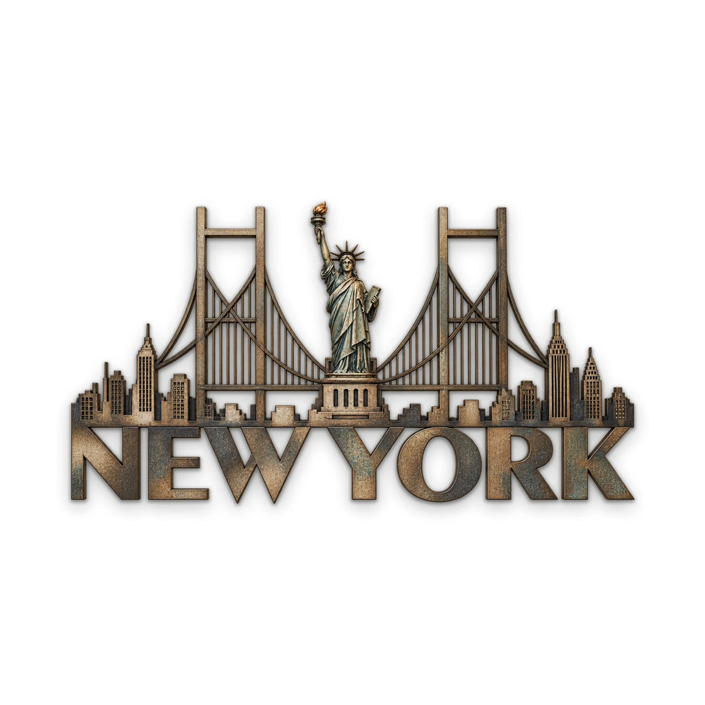 New York ve Özgürlük Heykeli Metal Tablo DEC0201