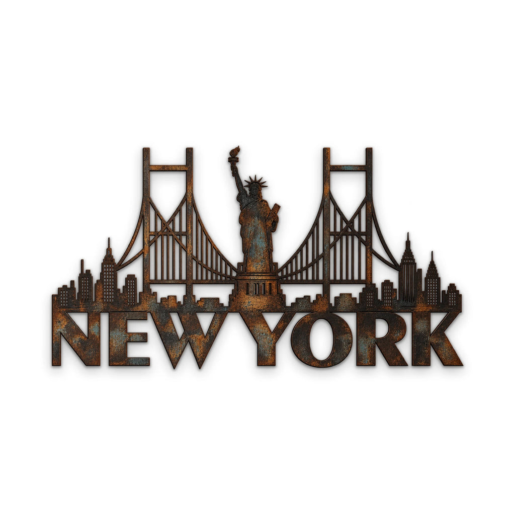Paslı New York Silüeti Metal Tablo DEC0202